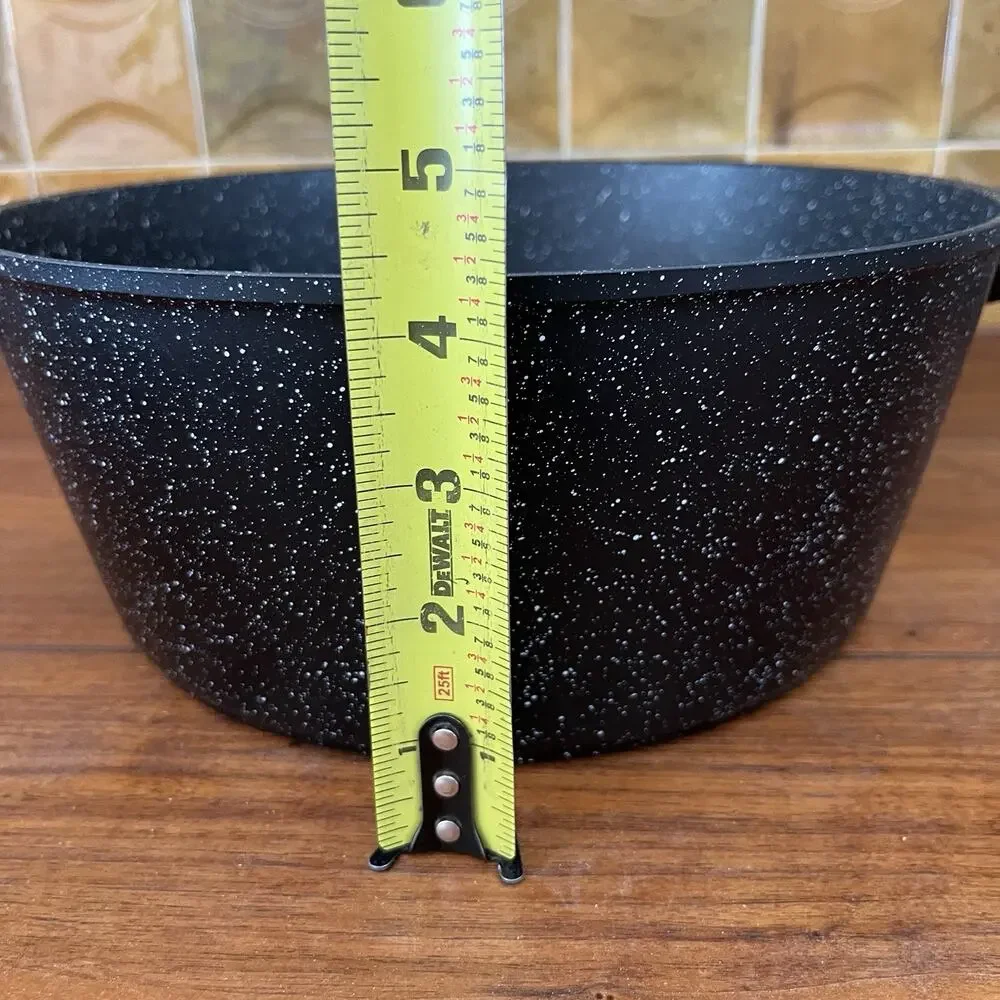 Black Speckled Aluminum 5 Quart Casserole w/ Steamer and Lid Bakelite Handles